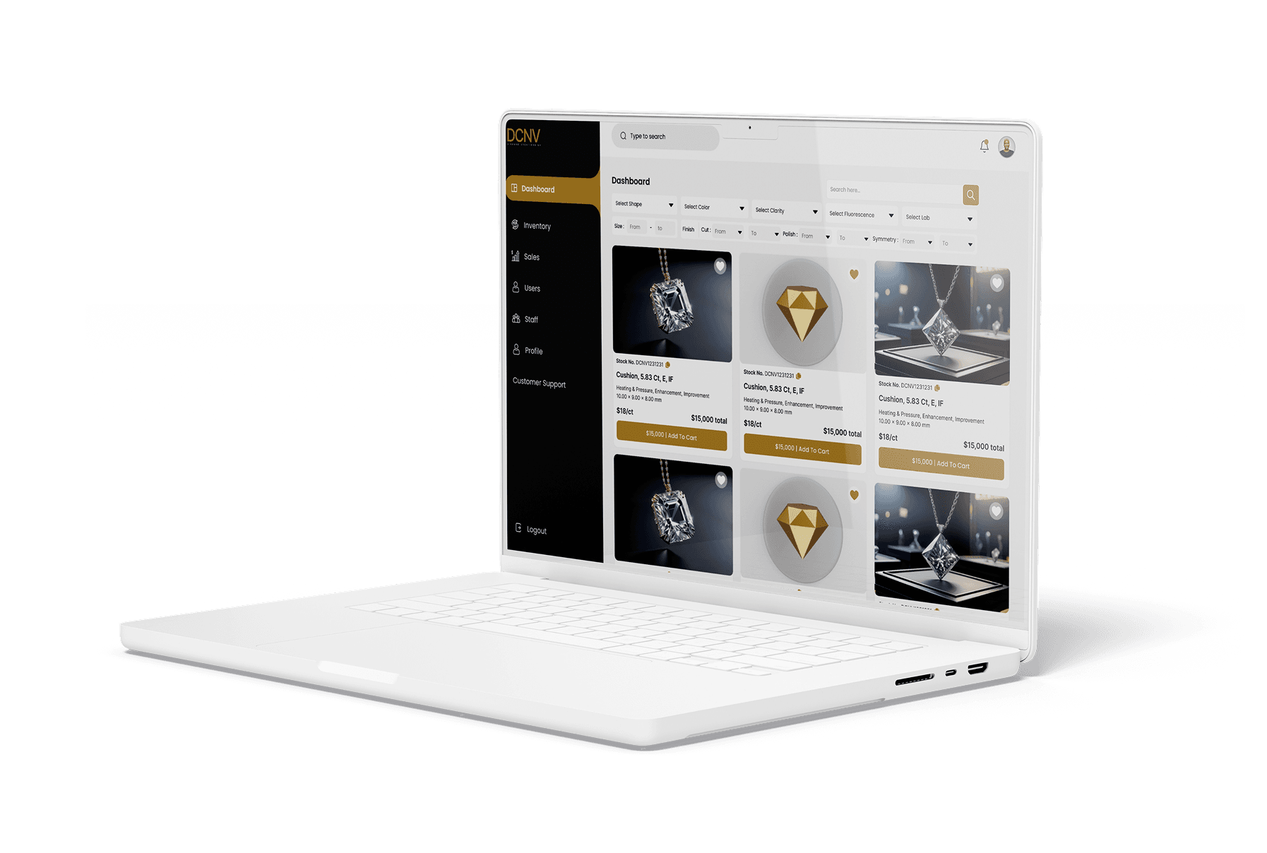 Portal dashboard screenshot on laptop
